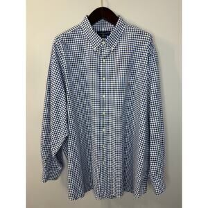 Ralph Lauren Blue Gingham Oxford Shirt Button Down Pony Logo Men's 4X Big Preppy